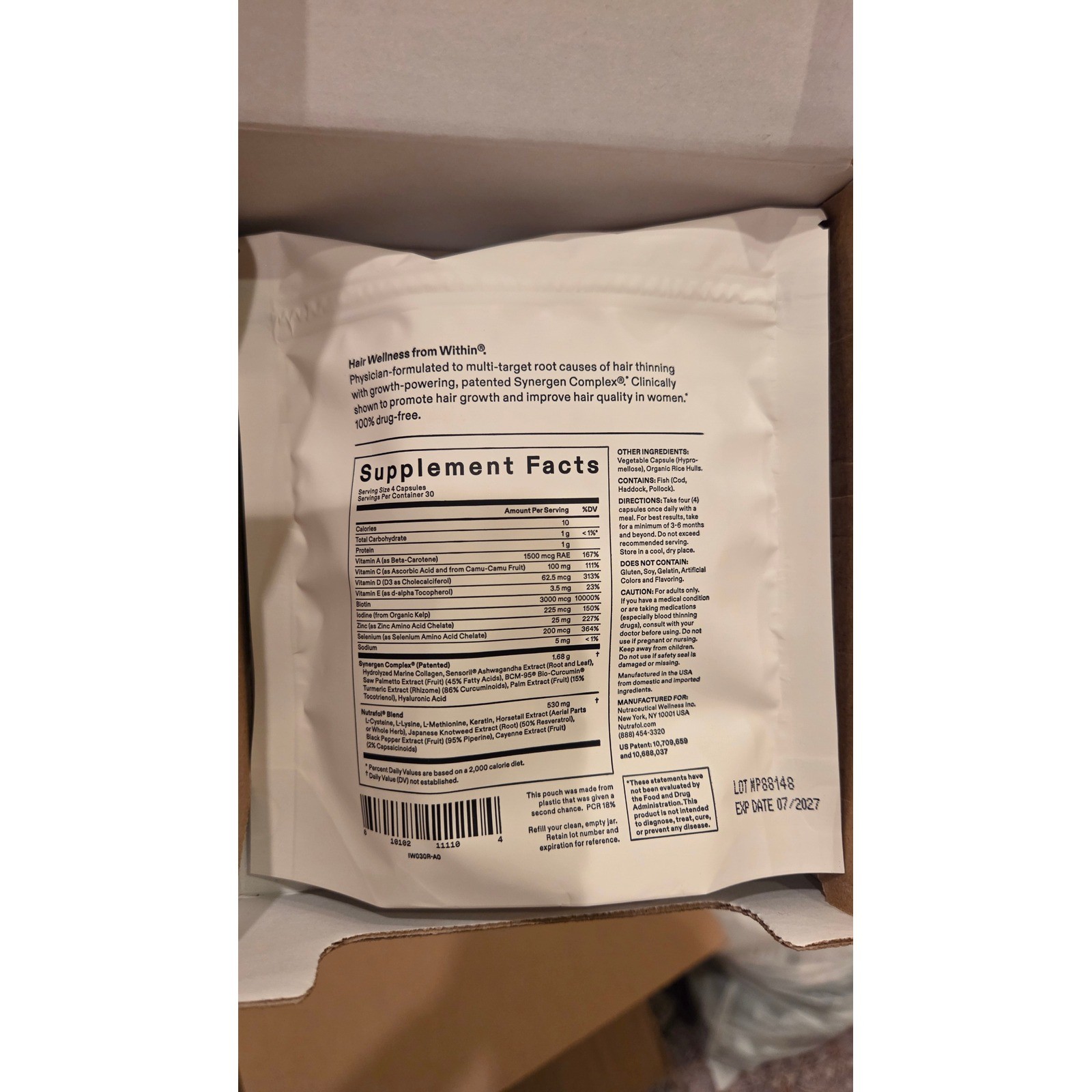Nutrafol Women Hair Growth Nutraceutical 120 Refill Pouch