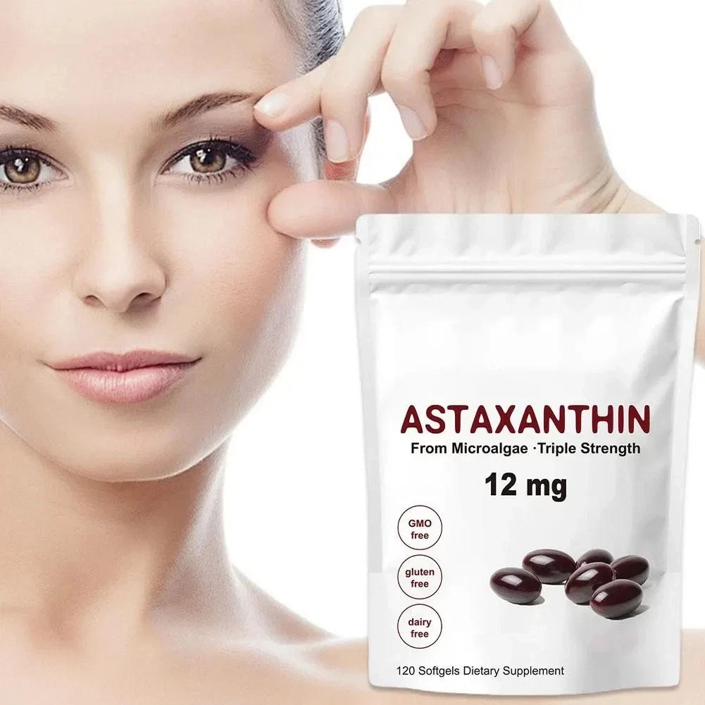 12mg Astaxanthin 120 Softgels Antioxidant Fresh Microalgae Eye Joint Skin Health