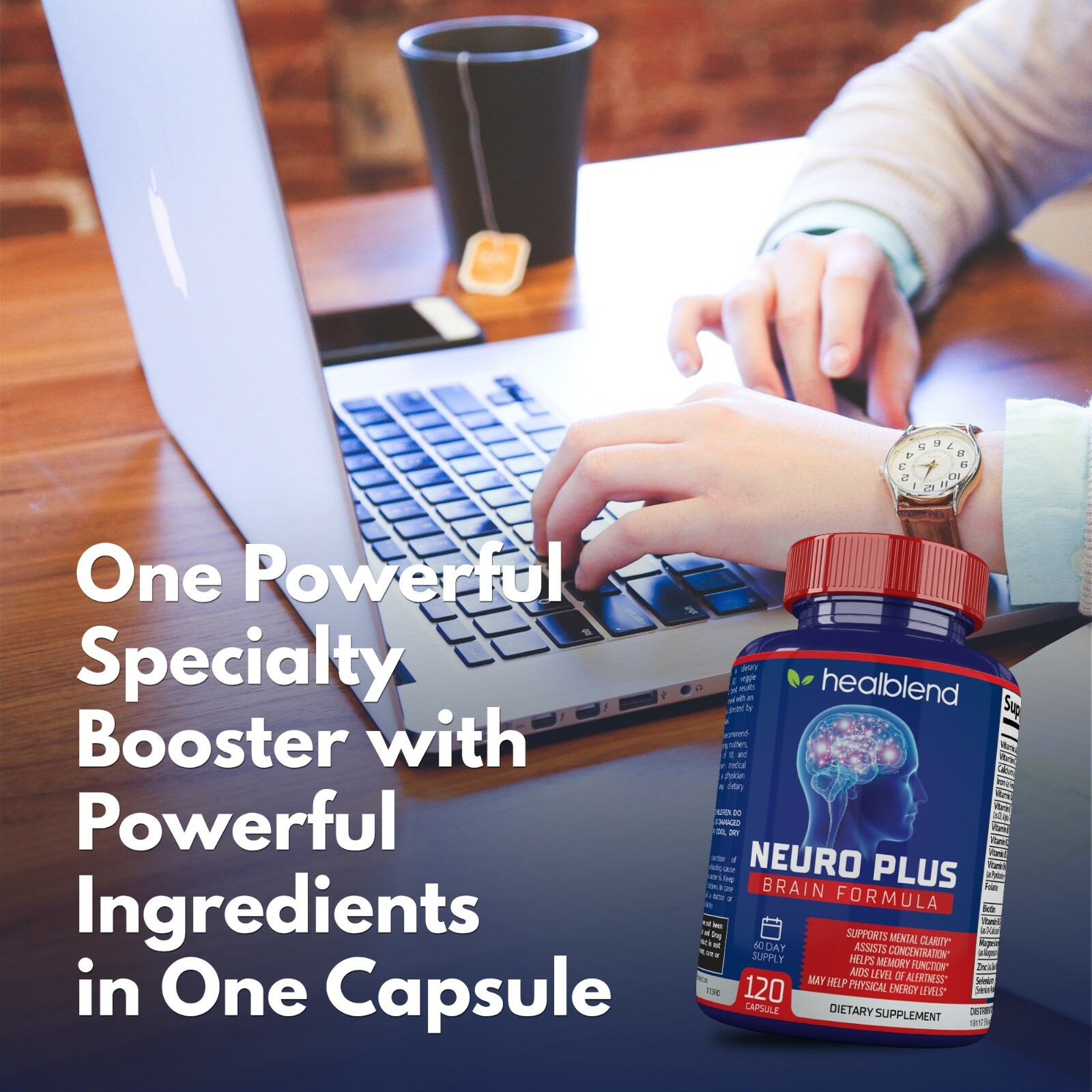 Neuro Plus Brain Booster Supports Memory Focus Concentration & Mental Clarity