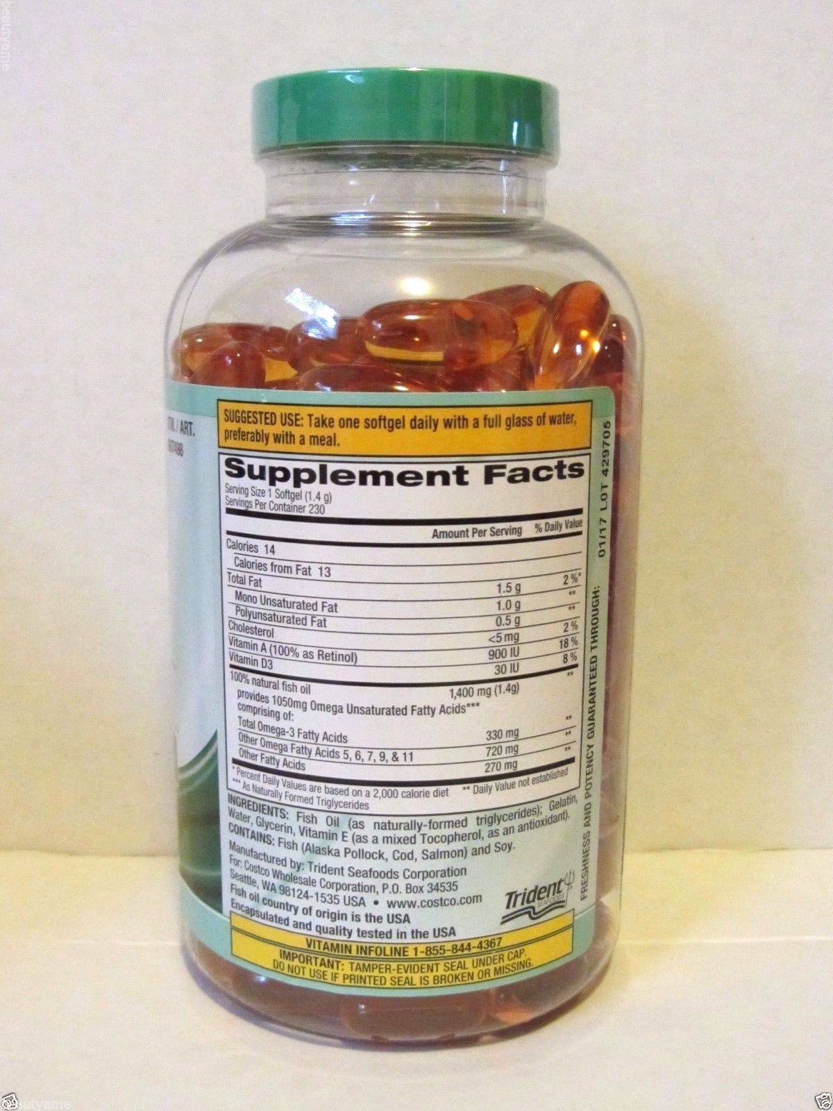 Kirkland Signature Wild Alaskan Fish Oil 1400mg 230 Softgels