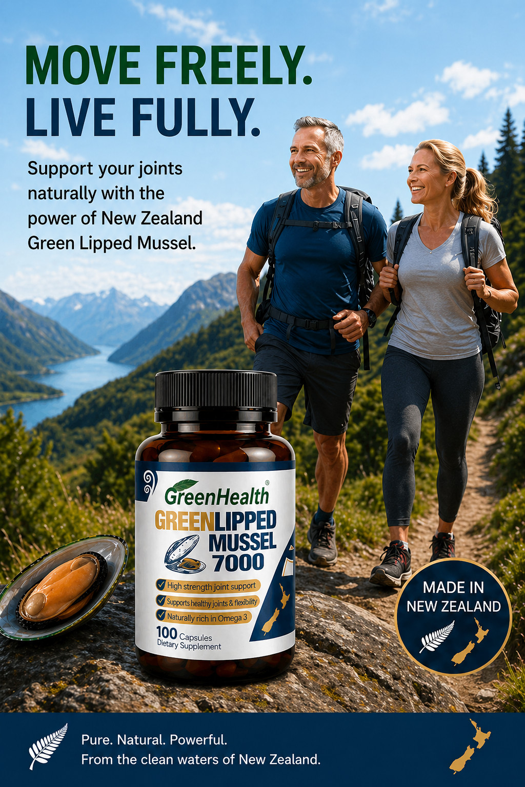 New Zealand Green Health Green Lipped Mussel 7000mg 100 Capsules