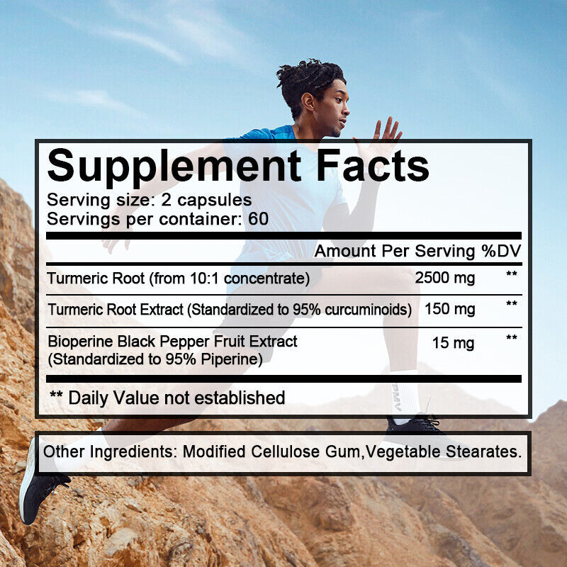 Organic Turmeric Capsules | Curcumin & Piperine High Dose 2500mg Daily Dose T…