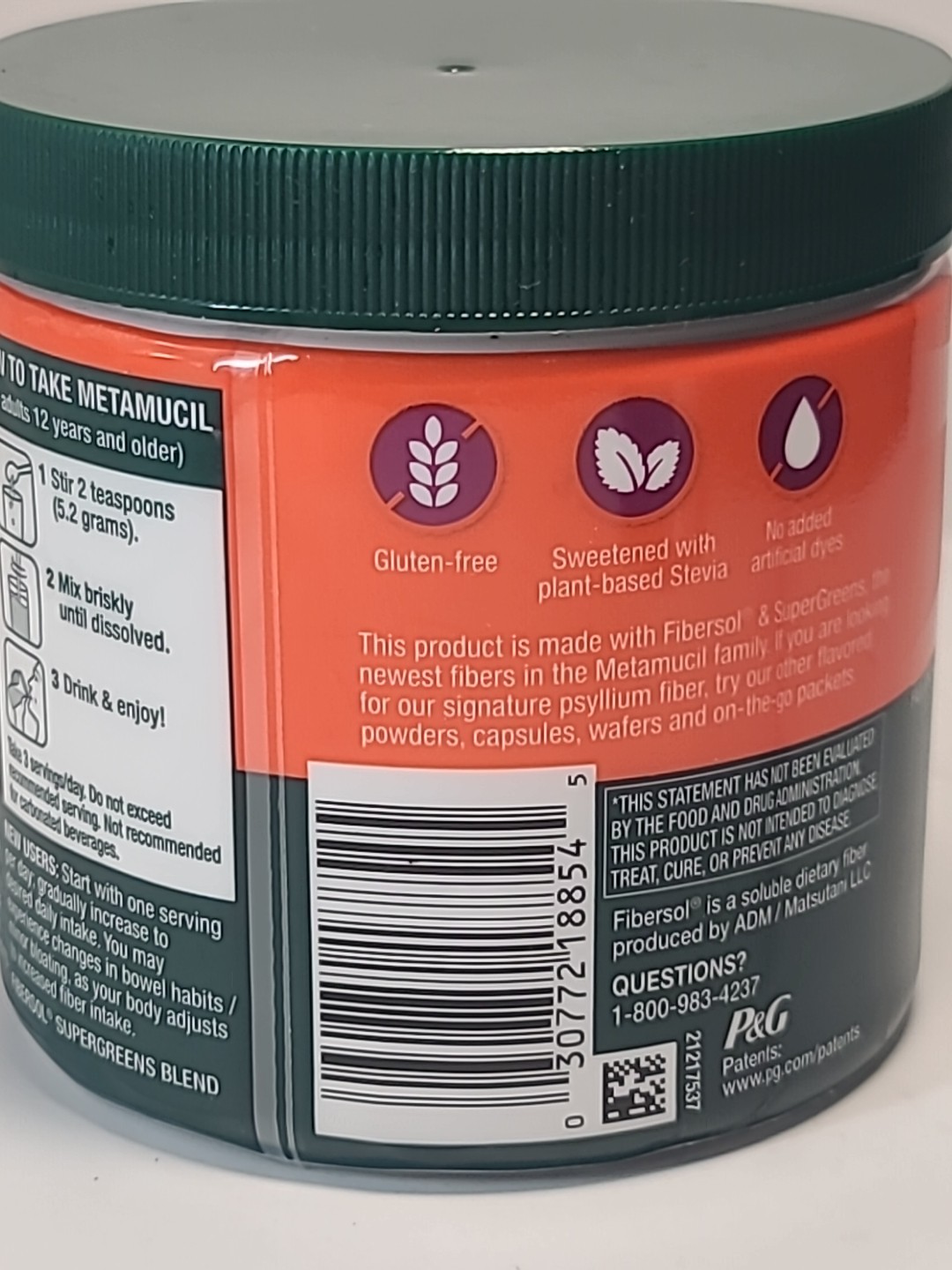 2 × Metamucil Super Greens Digestive Blend Powder Fiber KIWI APPLE 5.5 Oz 11/26