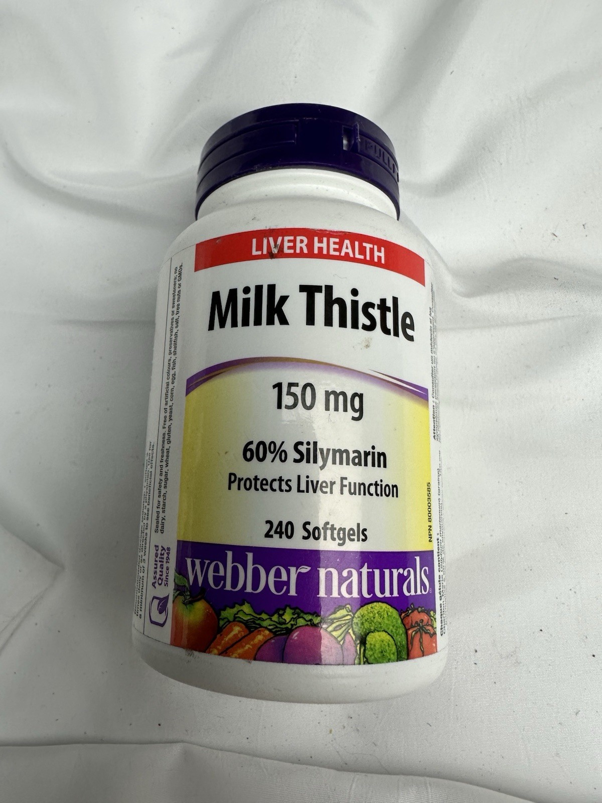 Weber Naturals Milk Thistle 150mg Liver Health 240 Softgels Exp 07/2027