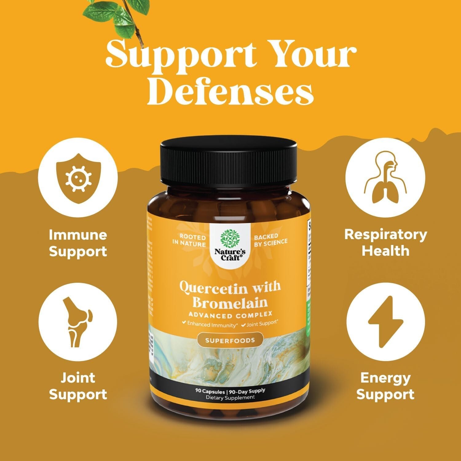 High Strength Quercetin 500mg 90 Capsules Plus 100mg Bromelain (3 Months Supply)