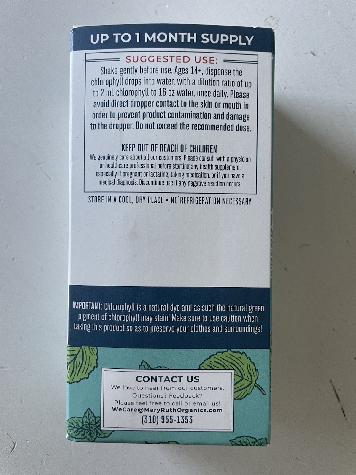 MaryRuth’s Vegan Chlorophyll Liquid Drops Peppermint 2 fl oz (60 mL)