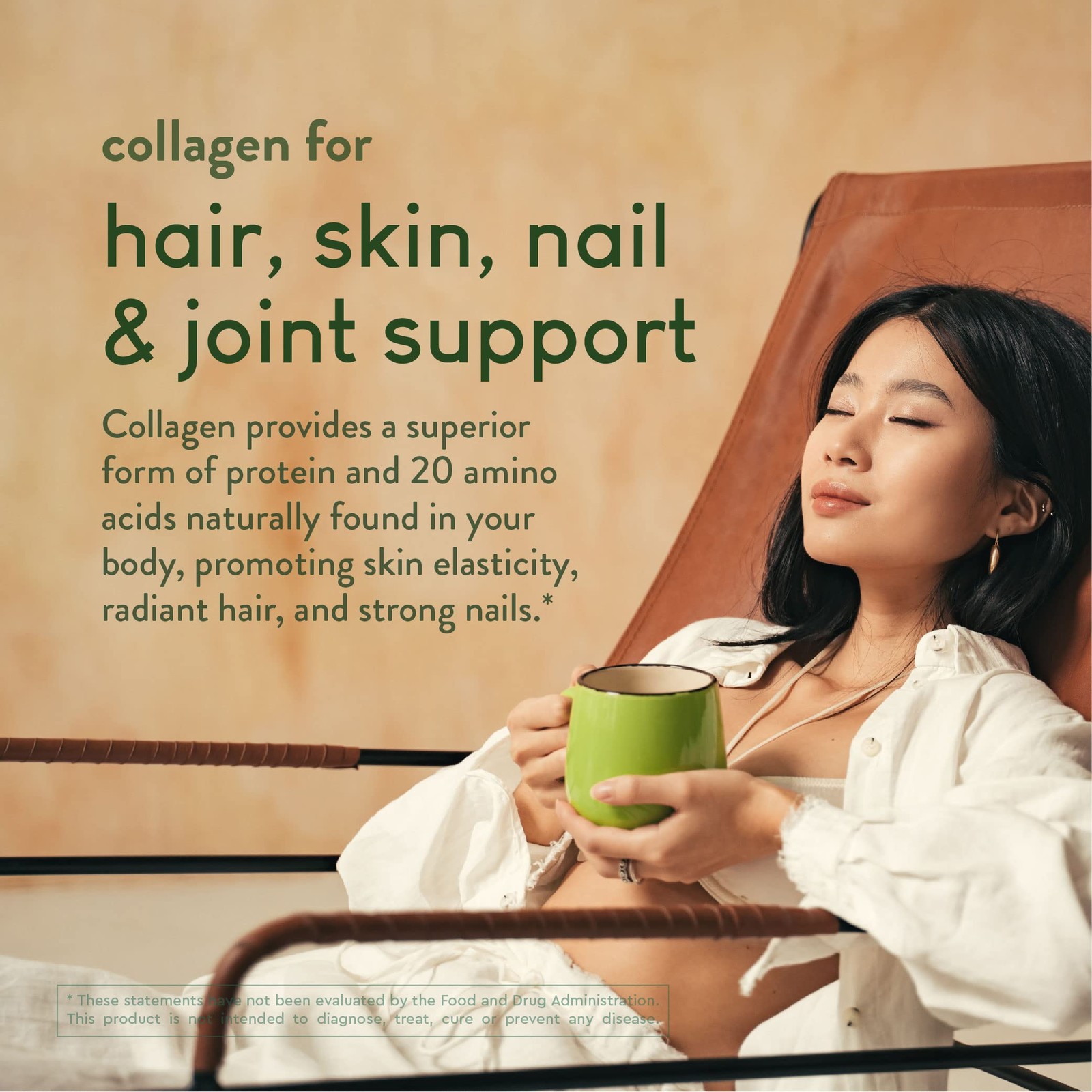 Matcha Hydrolyzed Collagen Peptides Powder Japanese Matcha Green Tea for Gut He