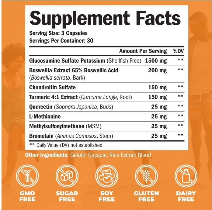 Vimerson Health Glucosamine Chondroitin MSM Turmeric Boswellia 90 Capsules