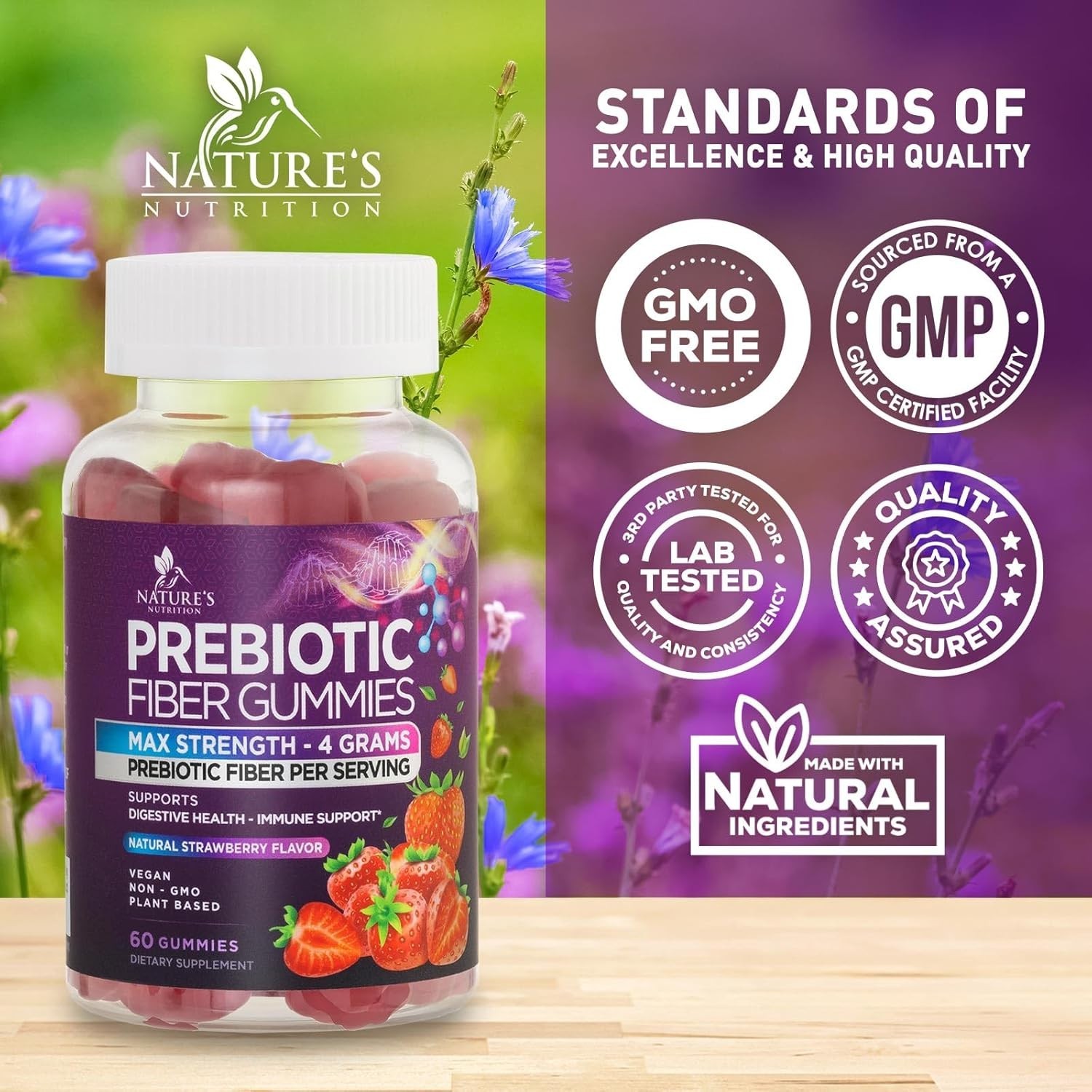 Fiber Gummies for Adults, Daily 4g Gummy Fiber Supplement, Prebiotic Gummy Chews
