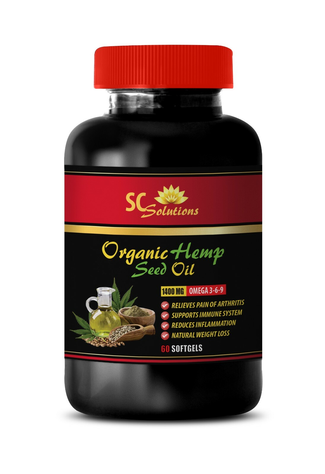hemp oil caplets, ORGANIC HEMP SEED OIL 1400mg, vegan protein source 1B
