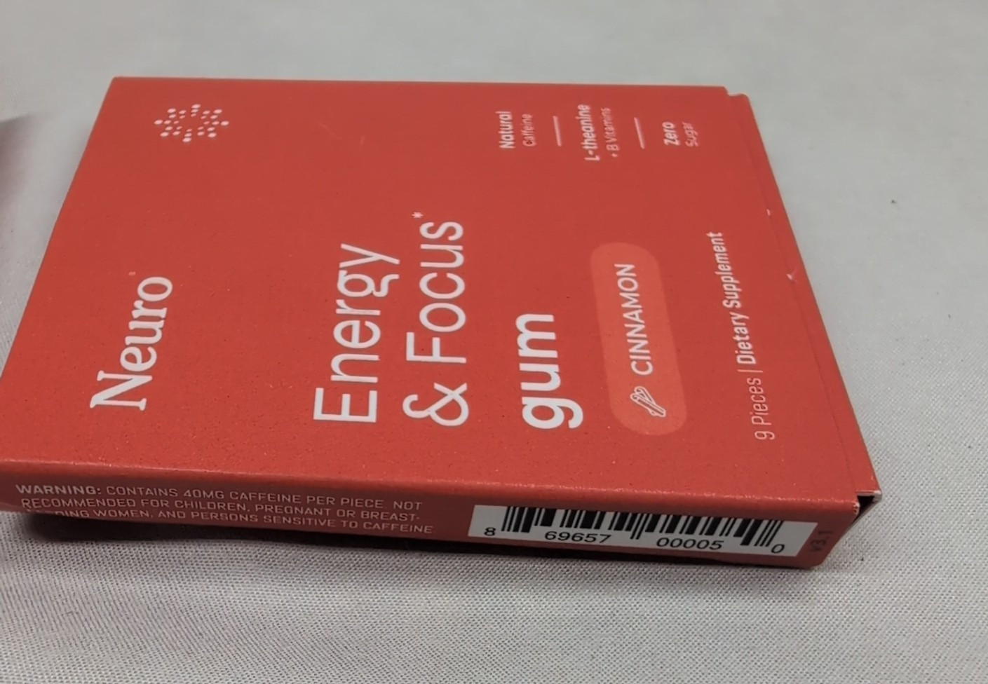2 Neuro Gum CINNAMON Caffeine B-12, Exp 03/27
