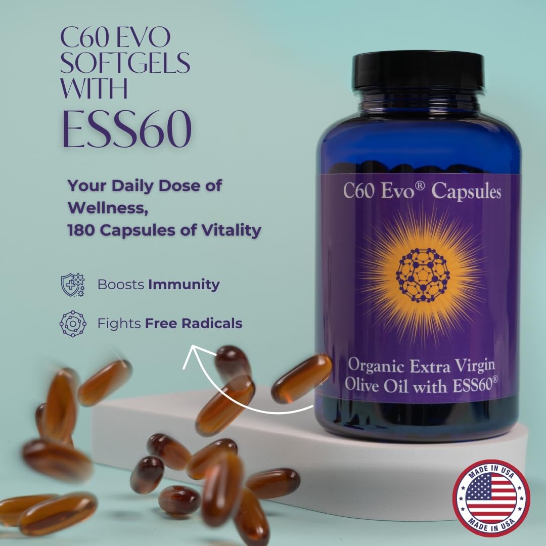 C60 Evo Pure ESS60 Extra Virgin Olive Oil Softgel 180 Count (Pack of 1)