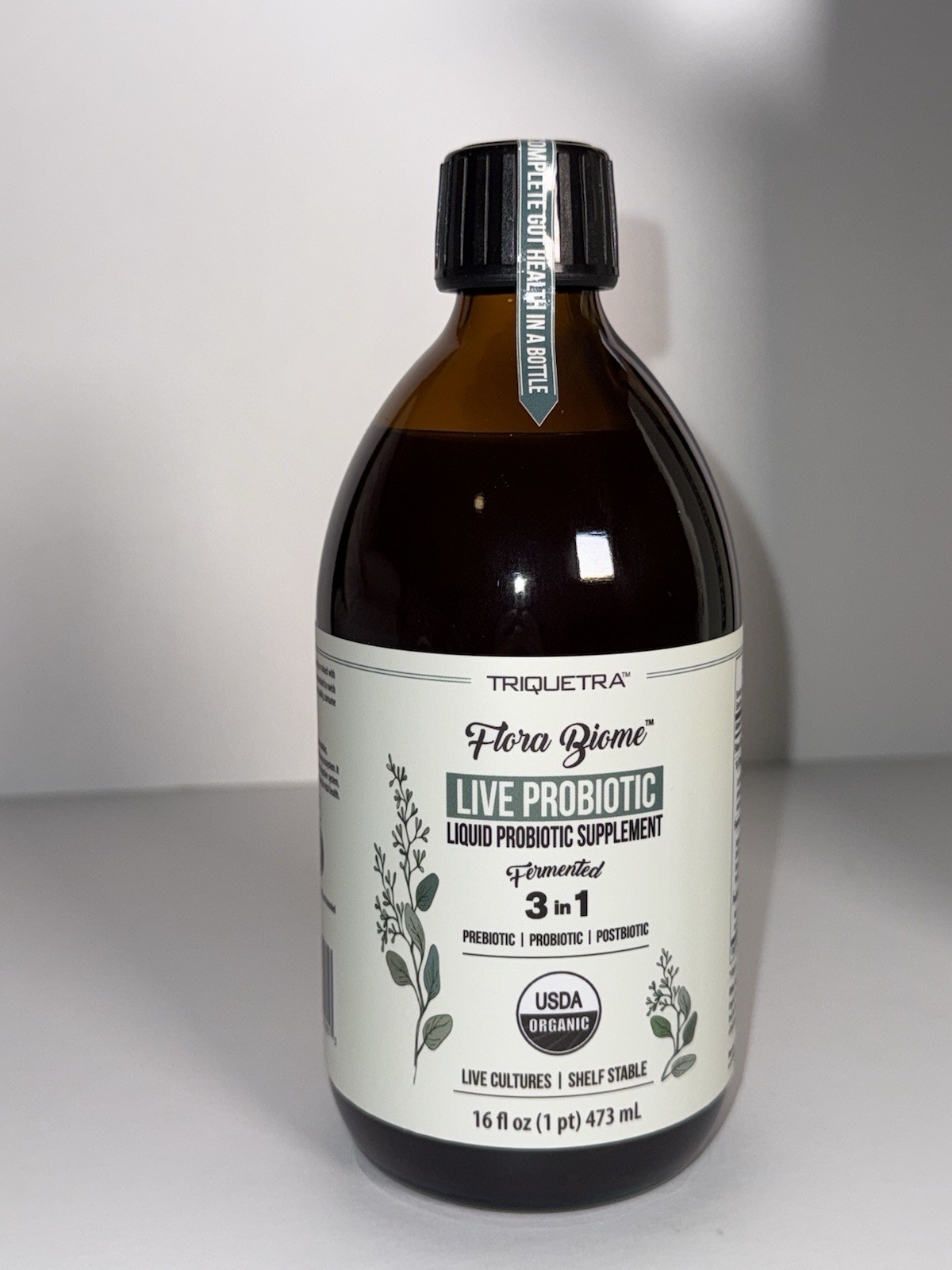 Triquetra Flora Biome live culture Probiotic Liquid 16 fl oz USDA Organic Vegan