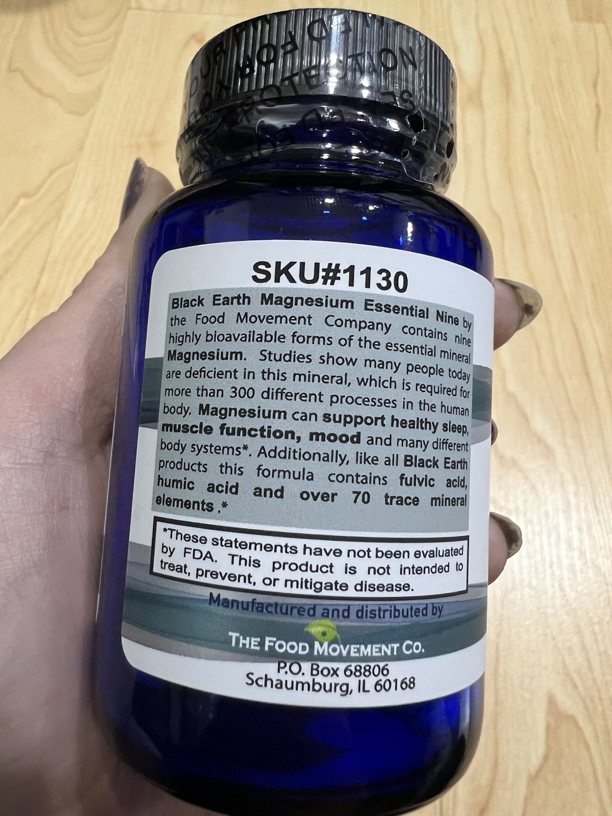 The Food Movement Black Earth Magnesium Muscle Mood Sleep 30 Vegan Capsules