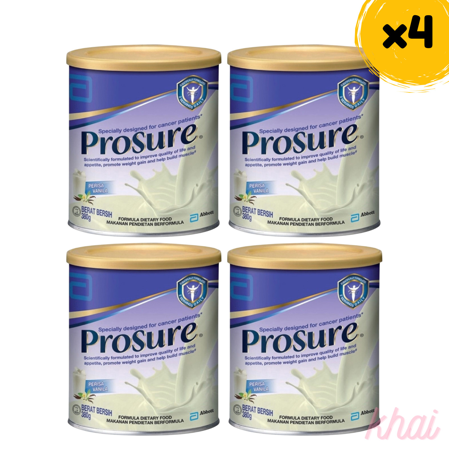 4x Abbott Pro sure Milk (High Protein, Prebiotic & EPA) 380g Free DHL Express