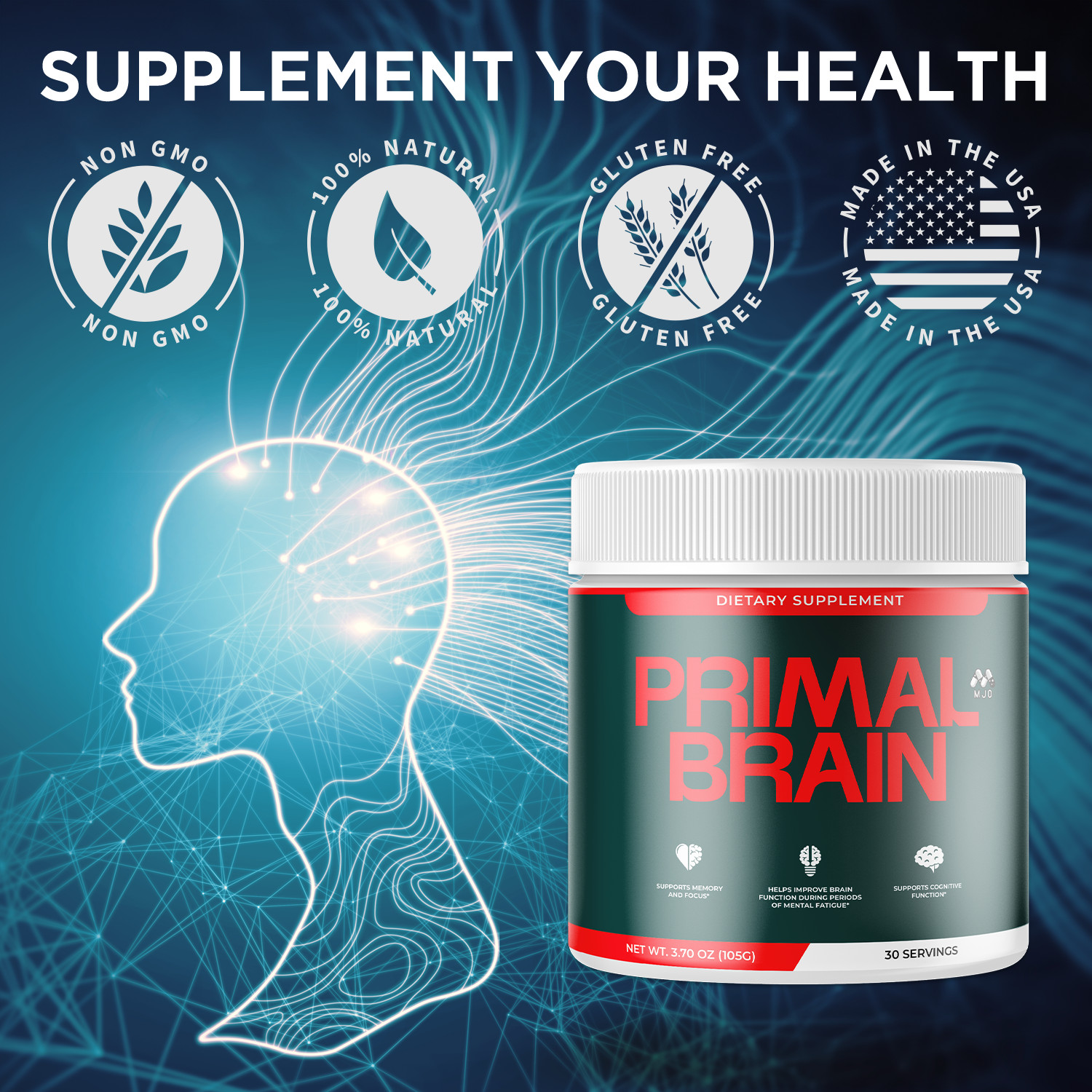 (5 Pack) Primal Brain Powder Advanced Brain Supplement PrimalBrain 150 Servings