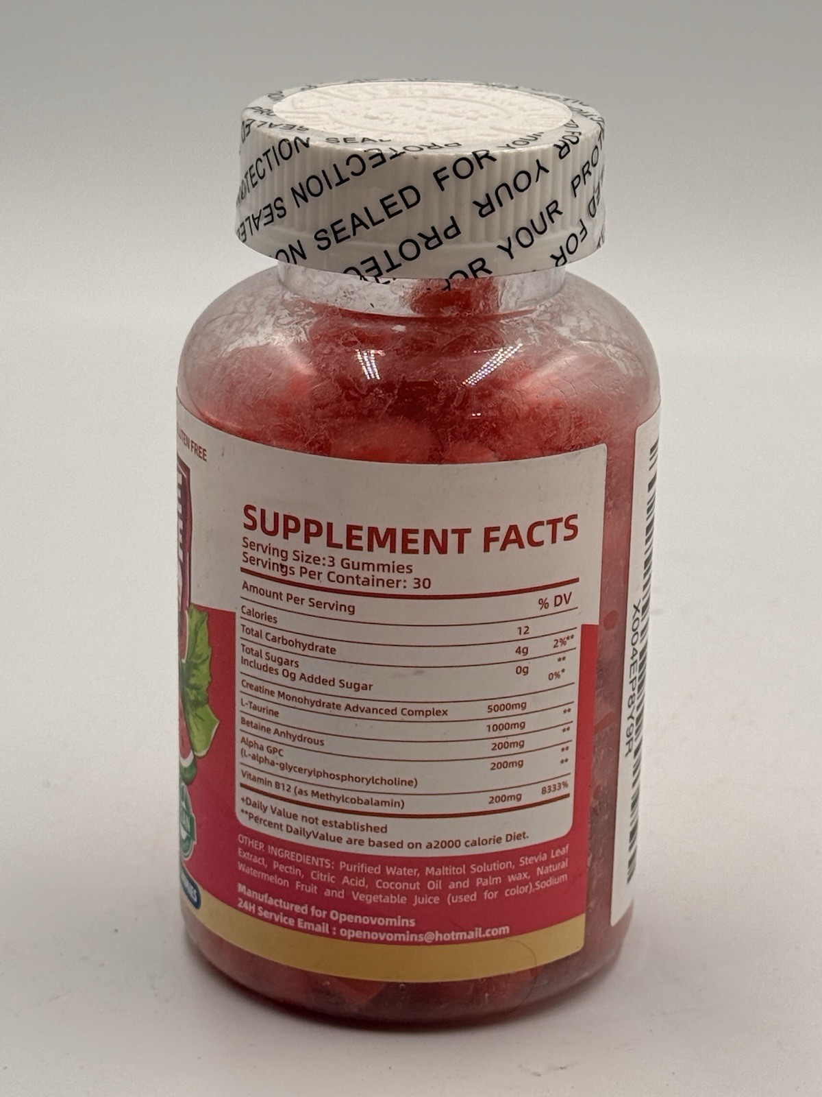 Openovomins Creatine Monohydrate Watermelon Gummies Sugar Free exp 01/27