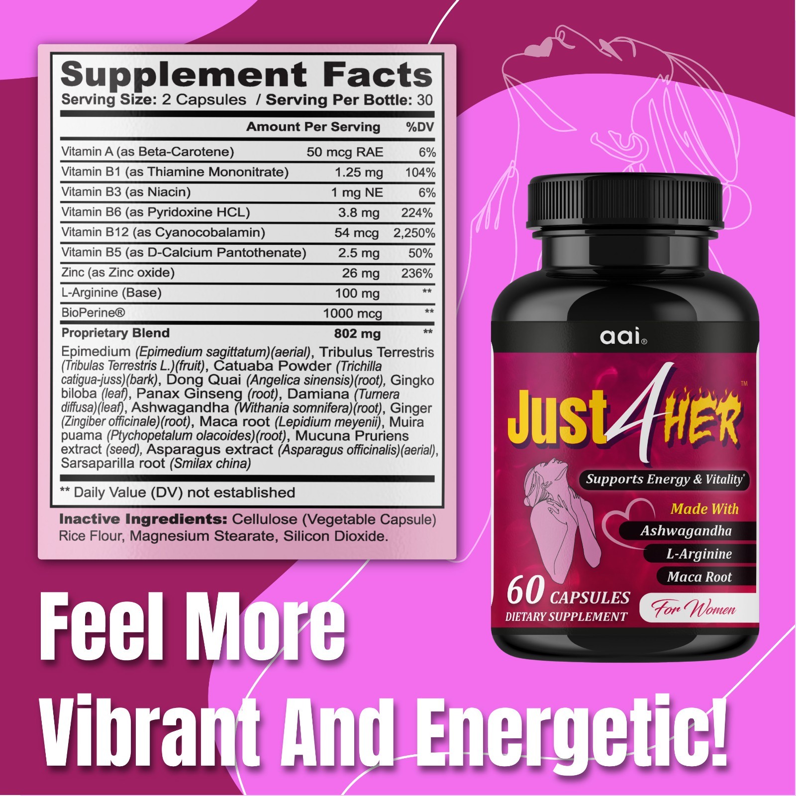 Female Libido Booster for Women – Mood Energy Hormone Support 60 Capsules