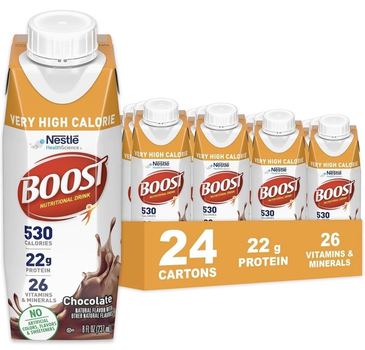 Nestle Boost Very High Calorie Complete Nutritional Drink Chocolate 8oz 24 Ct
