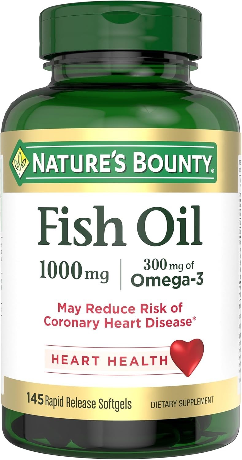Fish Oil 1000mg 145 Ct – Nature’s Bounty Rapid Release Softgels for Heart Health