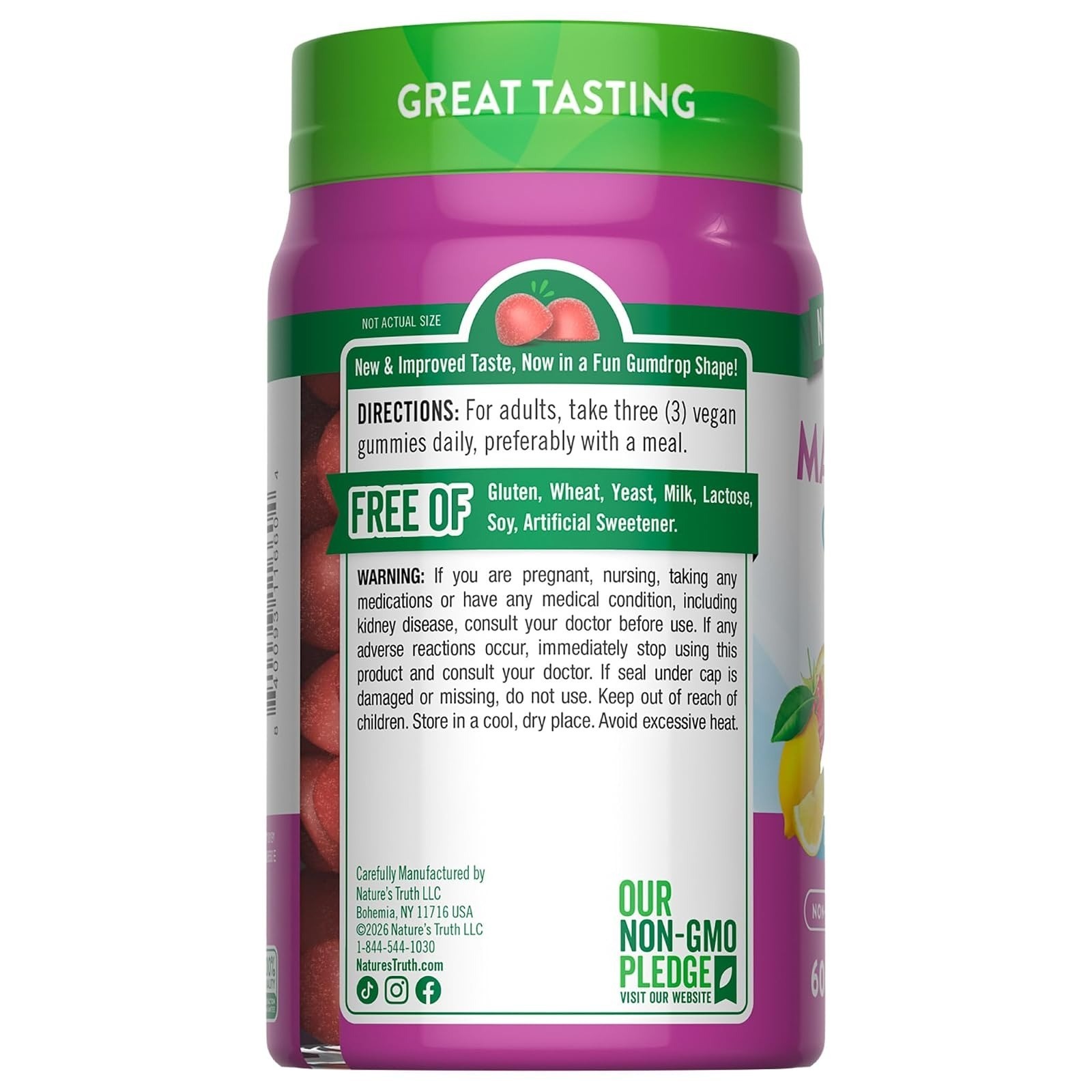 Nature’s Truth Magnesium Gummies 250mg | Vegan, Non-GMO, 60 Count