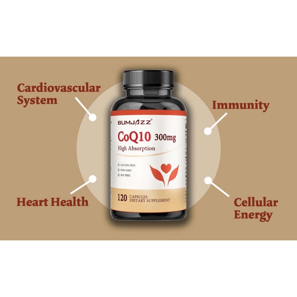 CoQ10 300mg High Absorption 120 Capsules Non-GMO Gluten-Free Dietary Supplement
