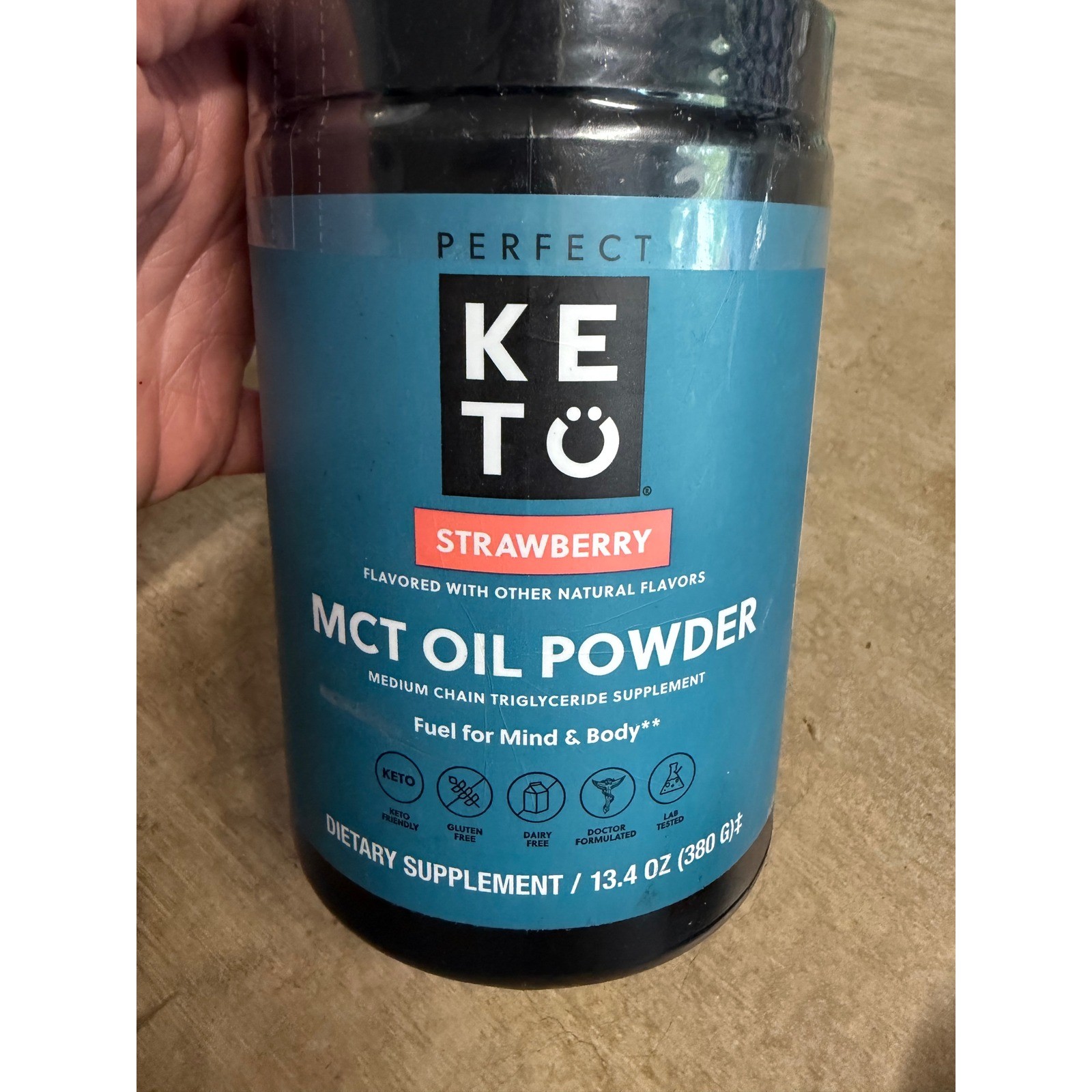 Perfect Keto Strawberry MCT Oil Powder 13.4 oz Coconut Supplement 30 Servings