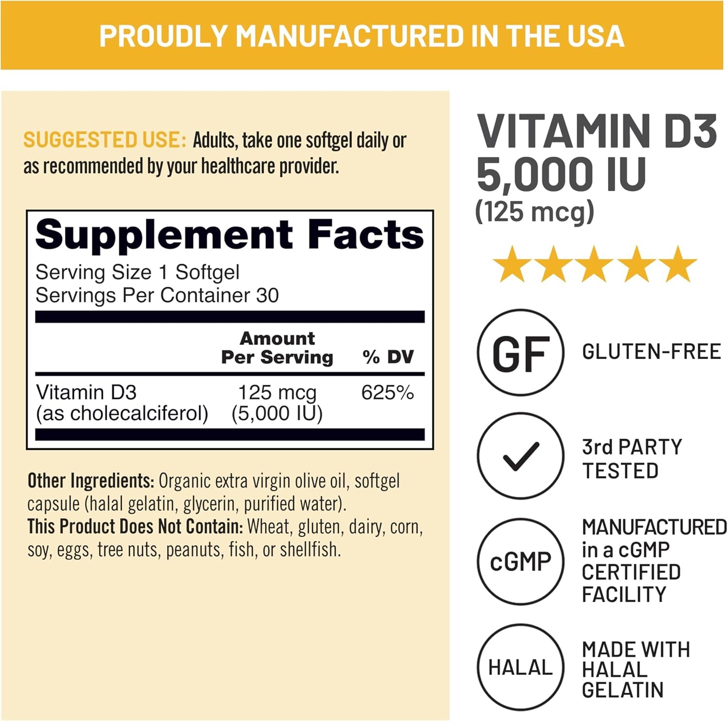 NatureWise Vitamin D3 5000iu (125 mcg) 30-Day Supply for Immune Support, Healthy