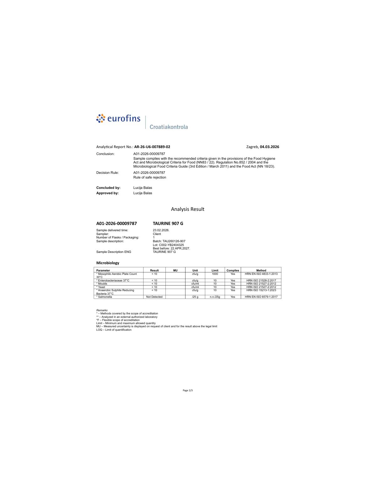 Taurine Powder 907g