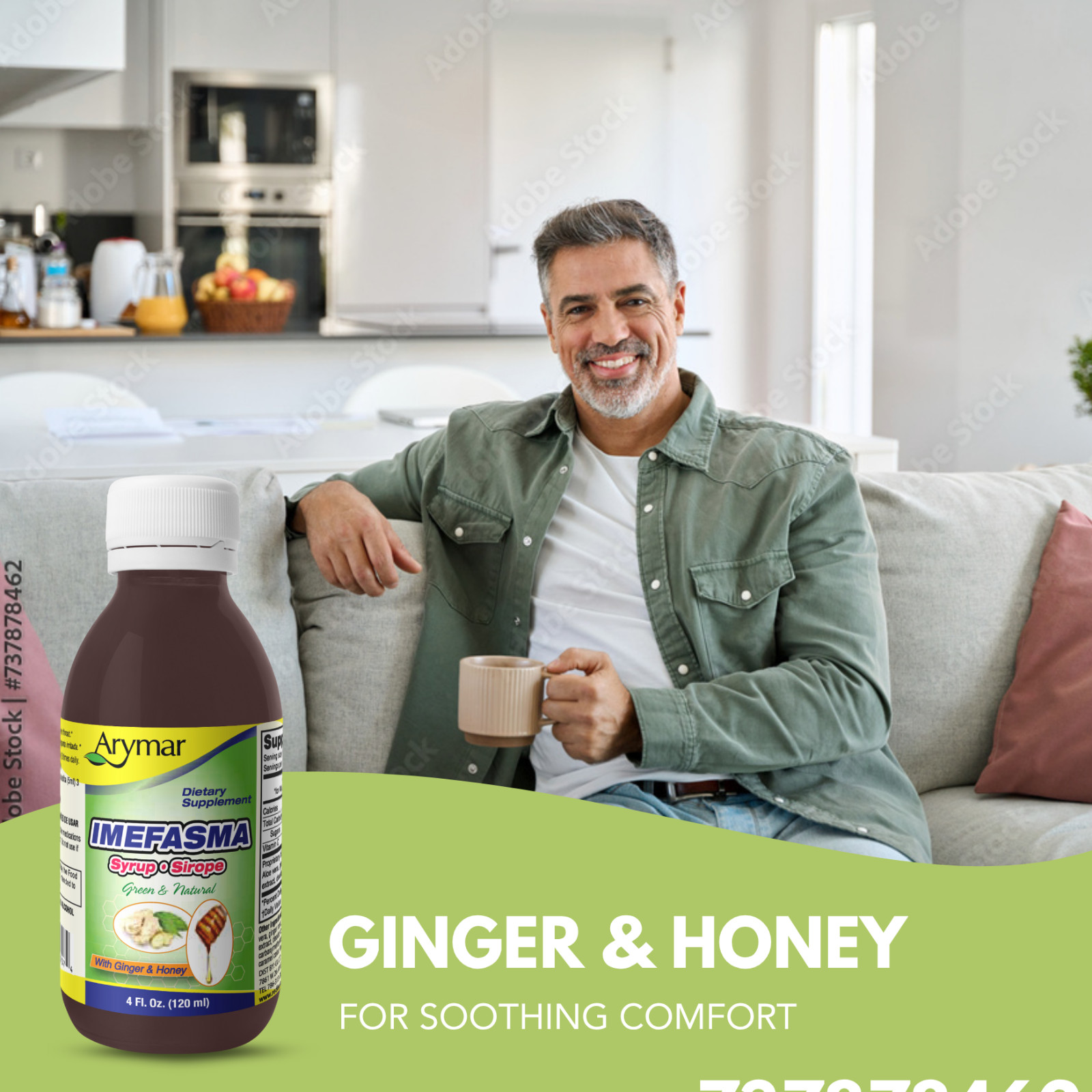 Arymar Imefasma Syrup with Honey & Ginger – Natural Formula – 4 fl oz (2-Pack)