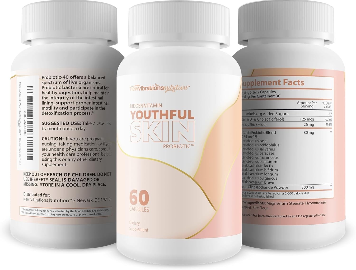 YOUTHFUL SKIN PROBIOTIC – ANTI SGING SKIN PROBIOTICS FOR WOMEN & MEN, VITAMIN D