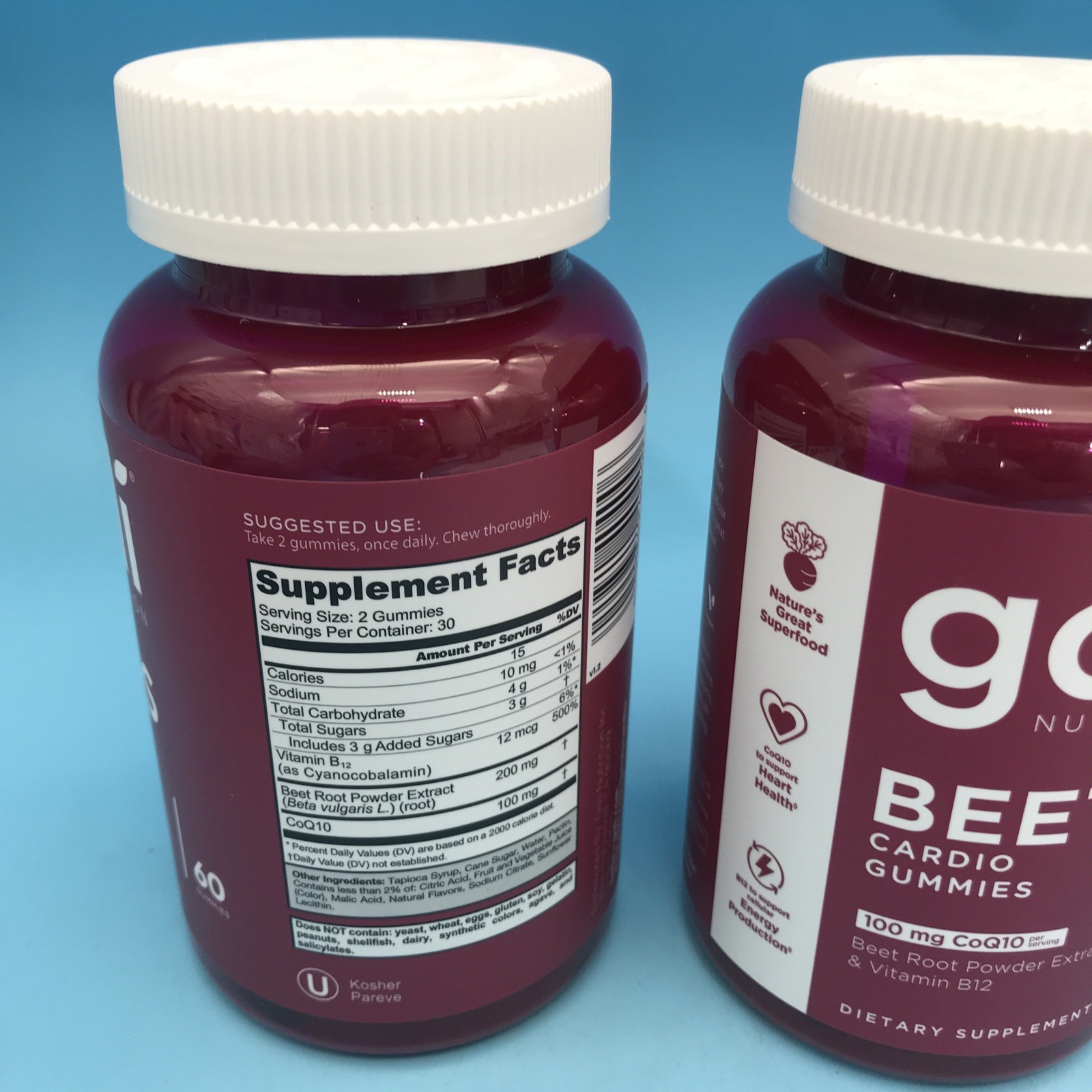 2 Pack Goli Nutrition Beets Cardio Gummies 100mg CoQ10 Exp 02/28