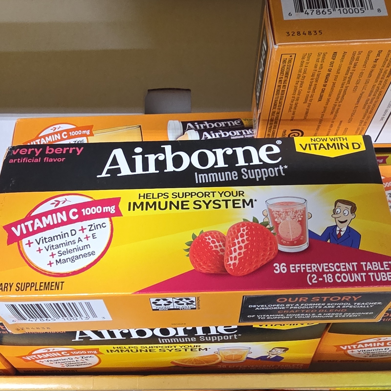 Airborne Immune Support Very Berry 36 Effervescent Tablets 1000mg Exp 04/27