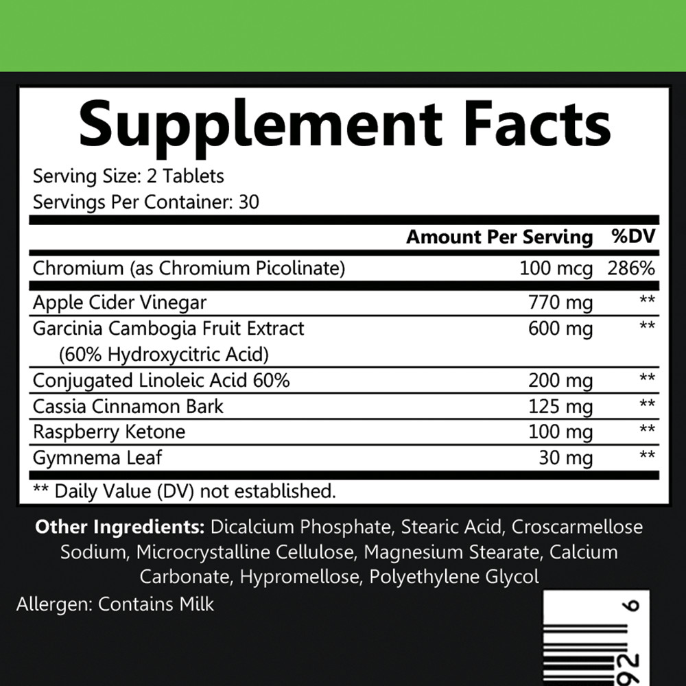 Weight Loss Garcinia Cambogia w. Apple Cider Vinegar ACV Fat Burner Combo 2-PK