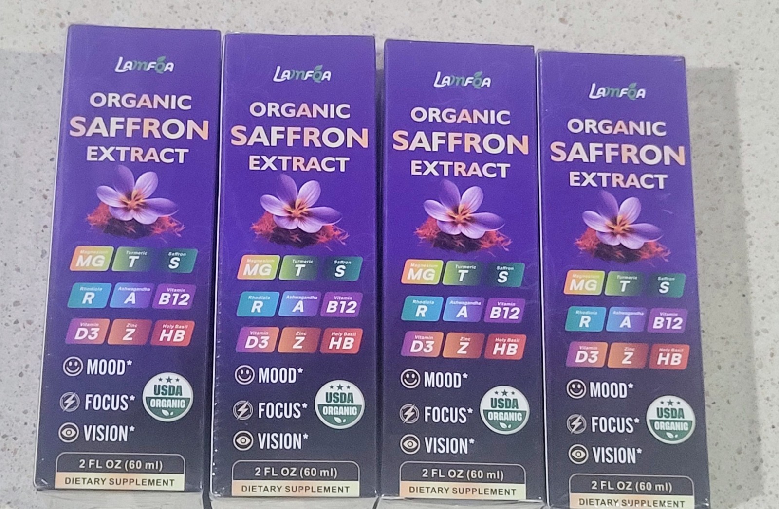 (4) Saffron Extract Anxiety Relief, Mood, Focus, Vision 2 FL oz (60ml)📌📌