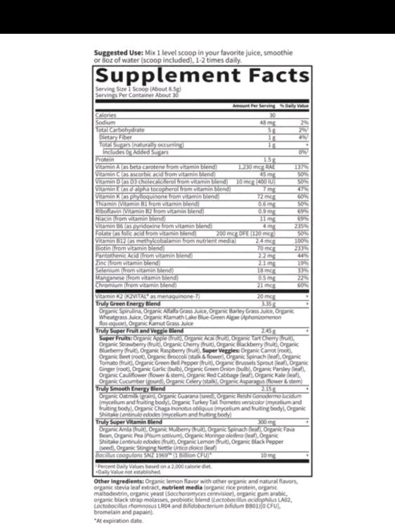 Garden Of Life Sport Organic Greens 8.99 oz (255 g) 30 Servings SEE PICTURES