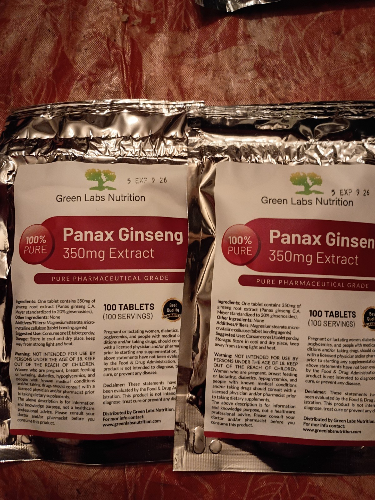 Gree Panax Ginseng 350 Mg Pharmacitical Grade 100 Servings2 Pack 2 Month Supply