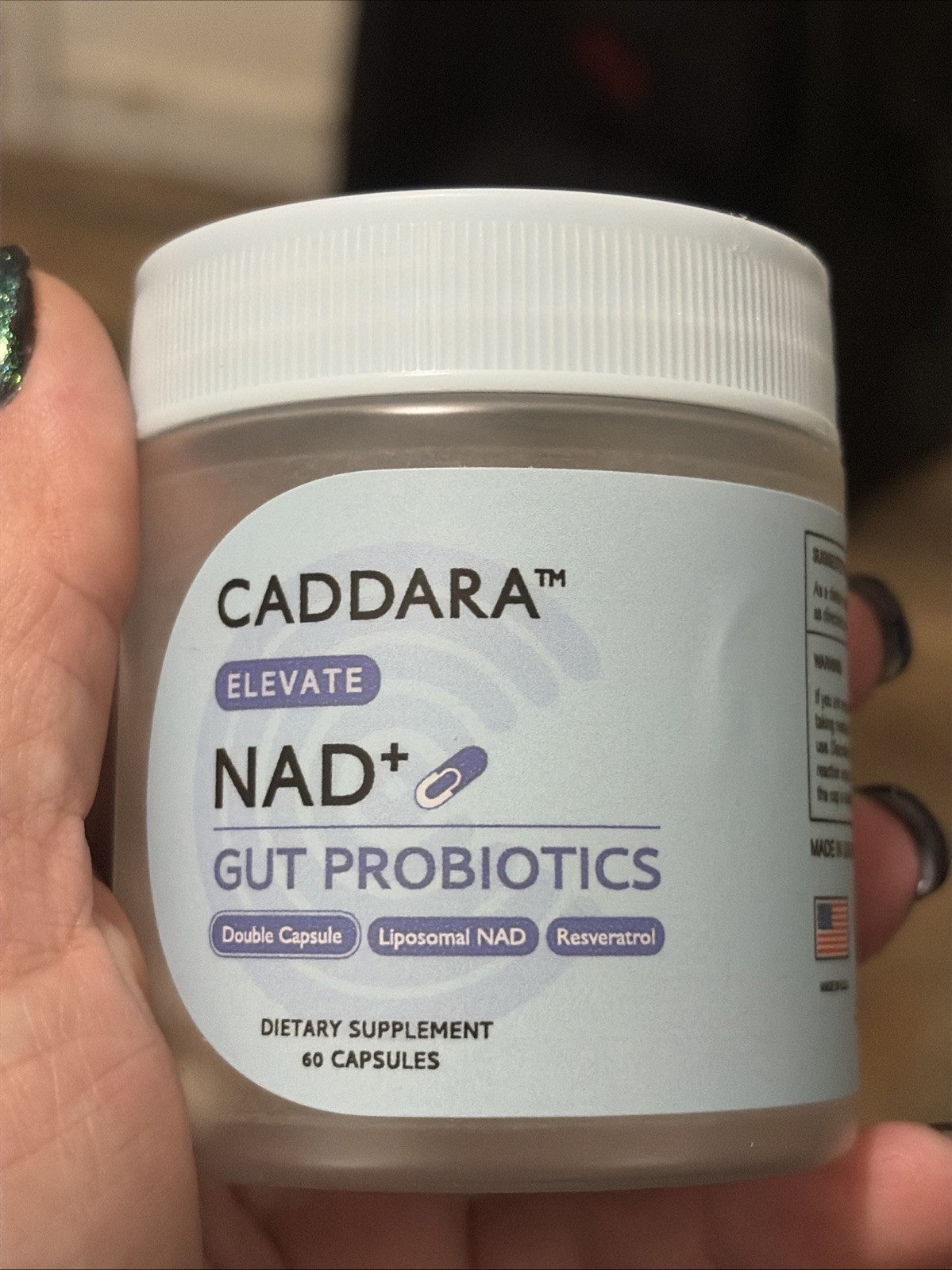 CADDARA Elevate NAD+ + Resveratrol Probiotics Gut Health Capsules 60 Exp 2029