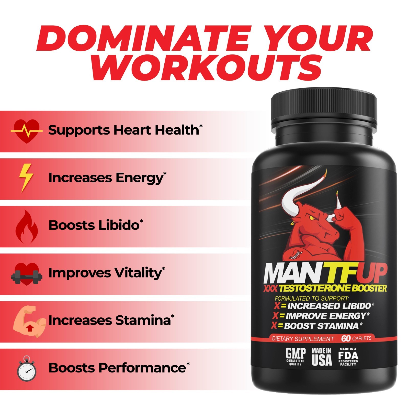 Dynamism Labs – ManTFup 🔥 💪🏼 Testosterone Booster, 📈 Gluten Free, 🌱 Non-GMO