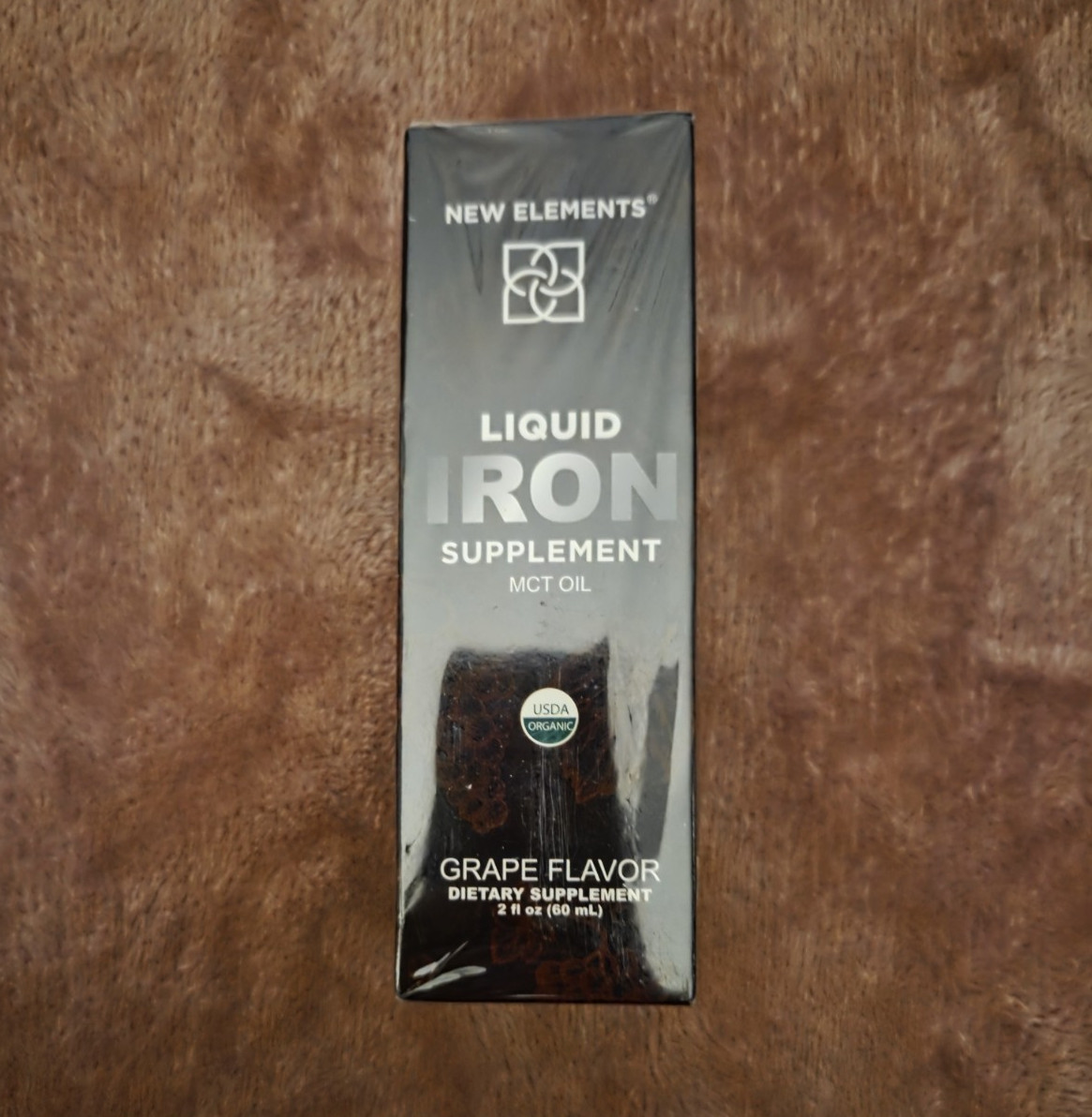 New Elements Liquid Iron Supplement MCT Oil USDA Organic Grape Flavor 2 fl oz