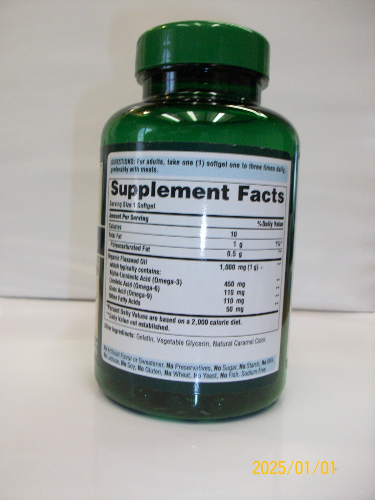 Flaxseed Oil Natural/Organic/High Lignan 1,000 mg Omega-3, 6 & 9 120 Softgels