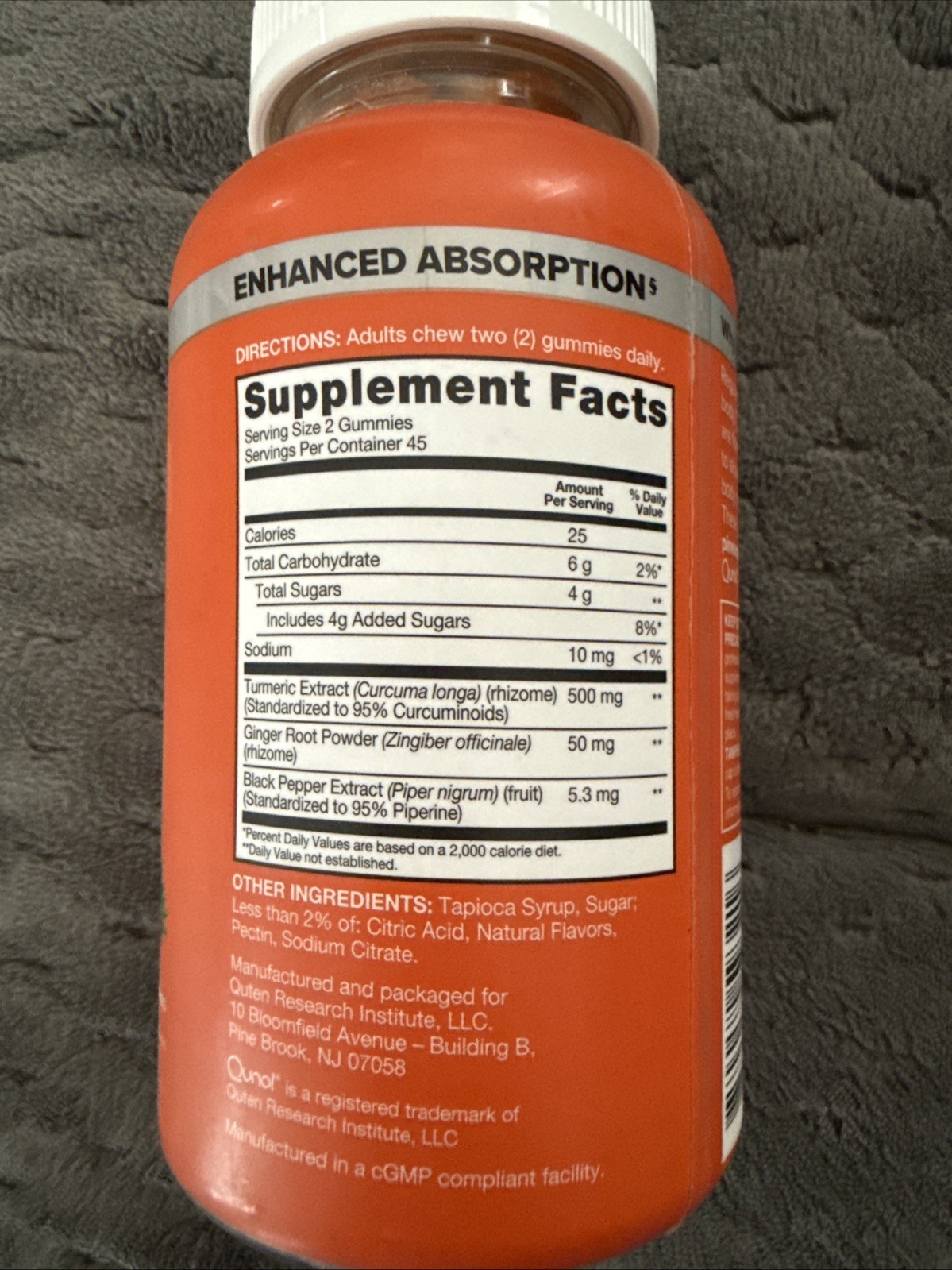 Qunol Turmeric Ginger Gummies 550mg with Black Pepper Extract 90 Count EXP 06/27