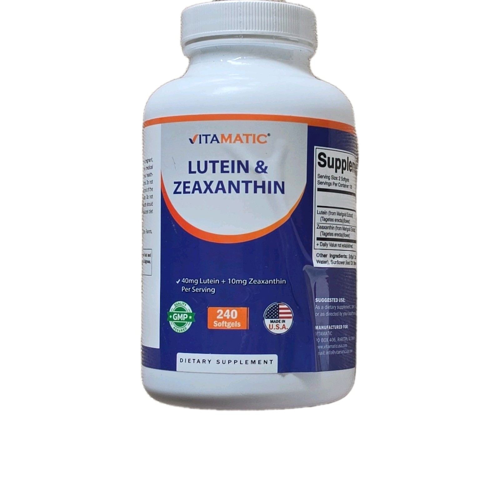 Vitamatic Lutein 40mg with Zeaxanthin 10mg, Eye Health, 240 Softgels