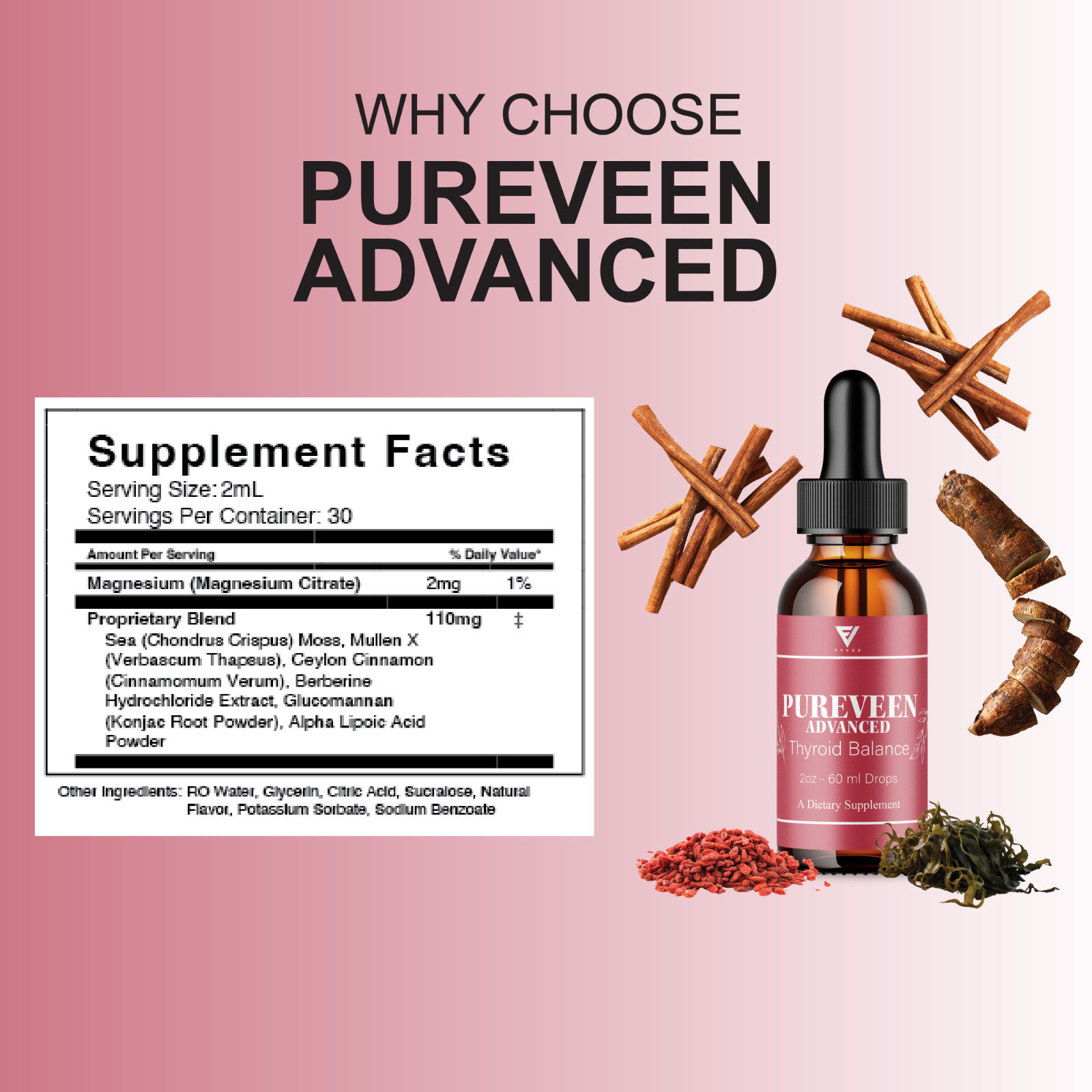 (3 Pack) Pureveen Thyroid Balance Drops, Pure Veen Advanced Formula (6oz)