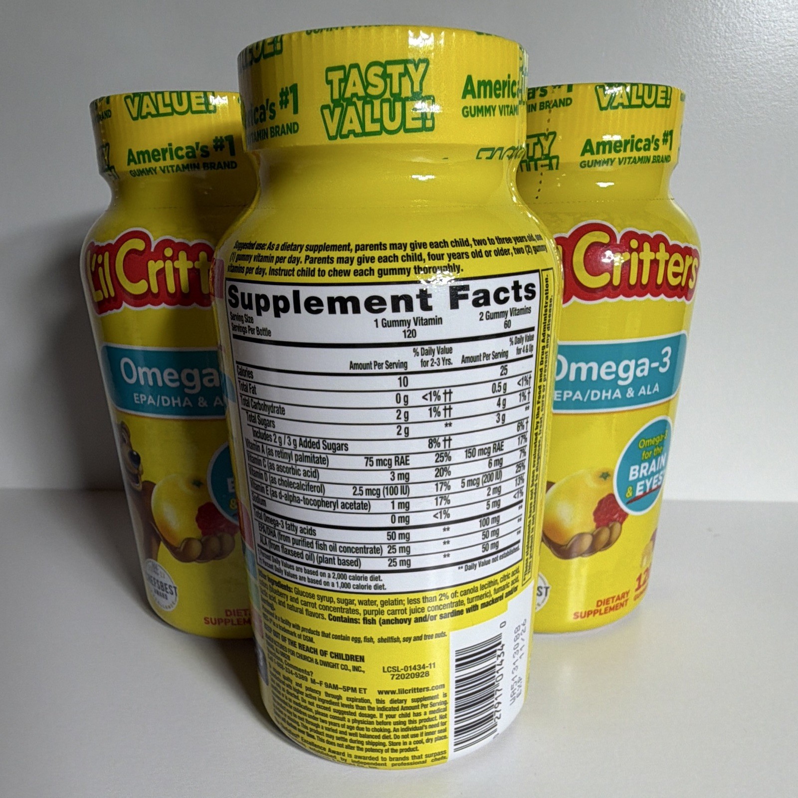 L’il Critters Omega-3 EPA/DHA & ALA Gummies 120ct- 3 pack