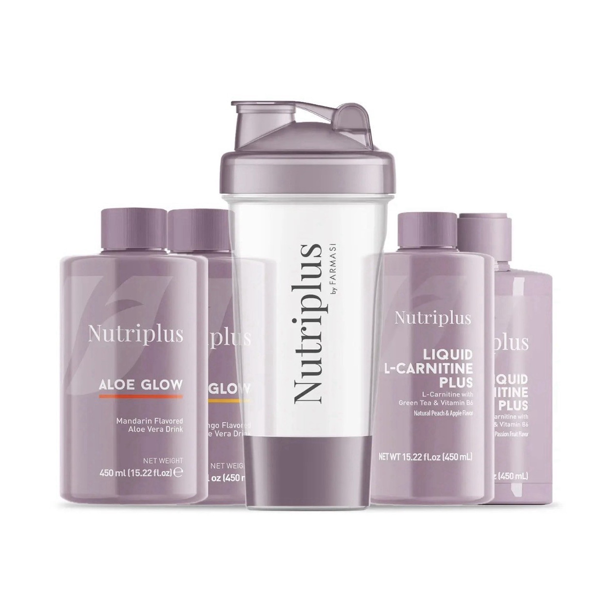 Nutriplus Aloe Glow Liquid L-Carnitine Plus Mandarin Mango Peach 450ml Set
