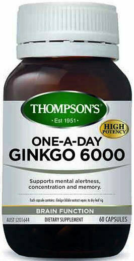 Thompson’s One-A-Day Ginkgo Biloba 6000mg 60 Caps for Focus & Mental clarity