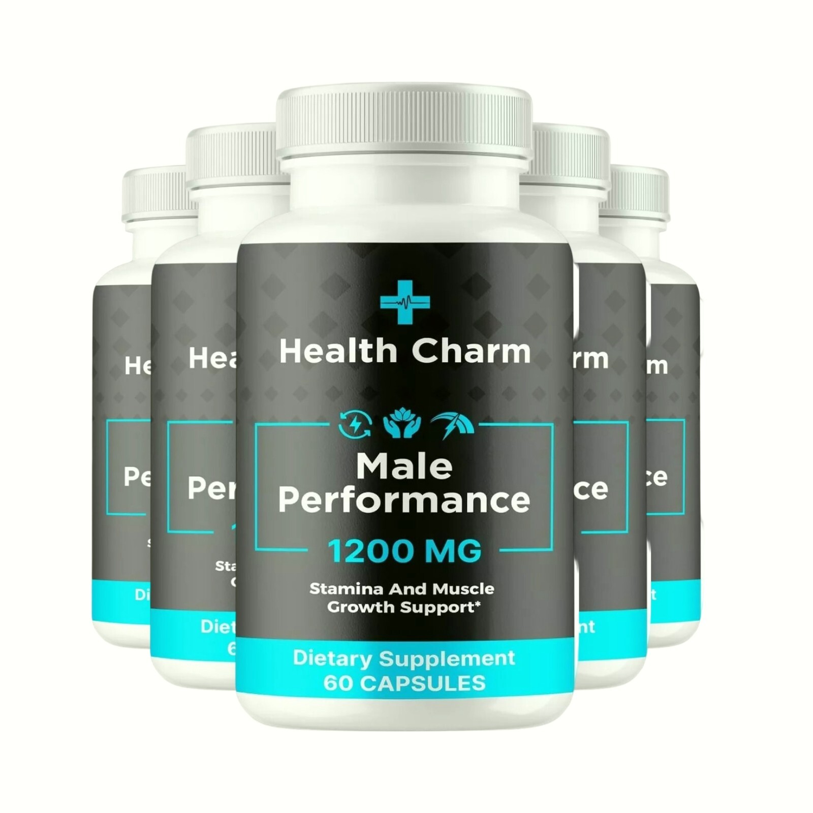 5-Pack Health Charm Male Pills – Supports Energy, & Stamina – 300 Capsules