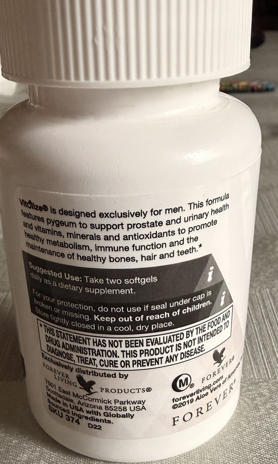 Forever Living Vitolize Men’s Vitality Supplement 60 Softgels Exp 07-2027