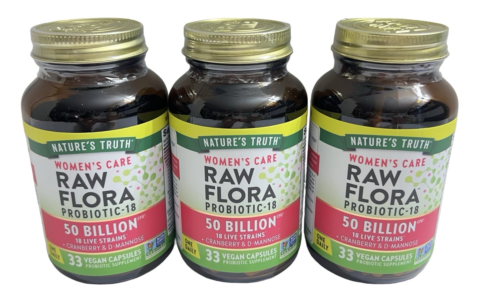 3 BOXES Nature’s Truth Raw Flora Women’s Probiotic 50 Billion CFU 99 Caps. 02/27
